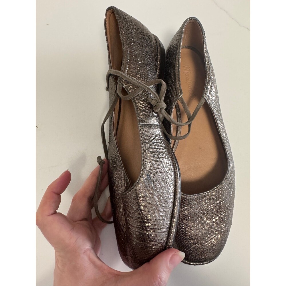 Madewell Normani Lace-Up Mary Janes in metallic leather - Picture 6 of 9